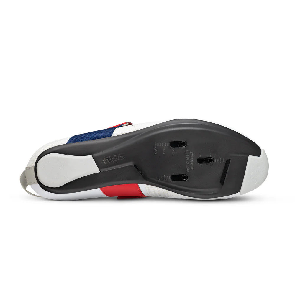Sapatilha Fizik Hydra Aerowave Carbono - branca, vermelha e azul