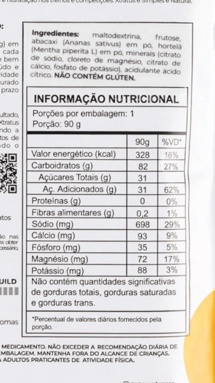 Xtratus Intratreino em Pó com Carboidratos e Eletrólitos Abacaxi com Hortelã - 90g