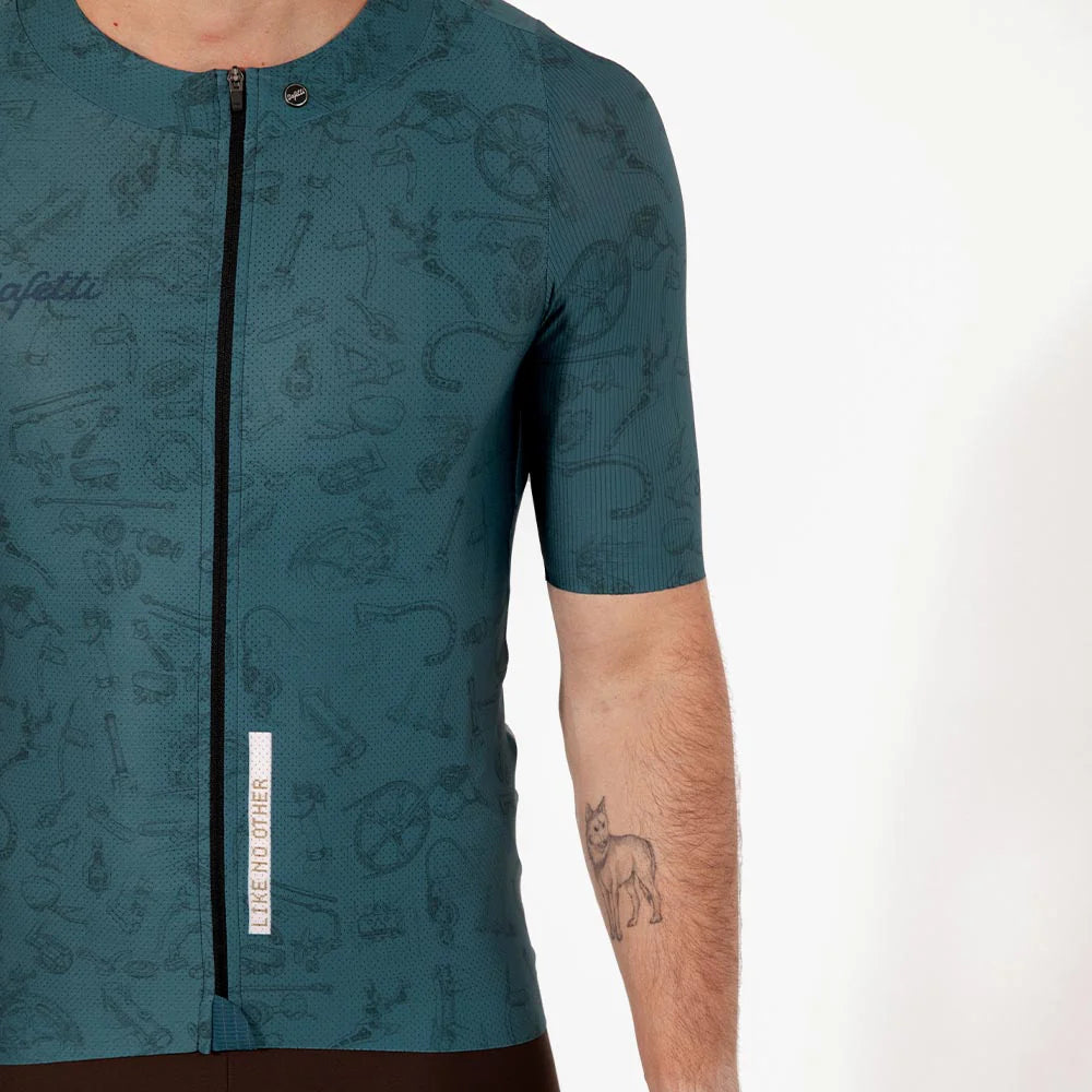 Camisa de ciclismo masc Safetti Classic Parts Esmeralda