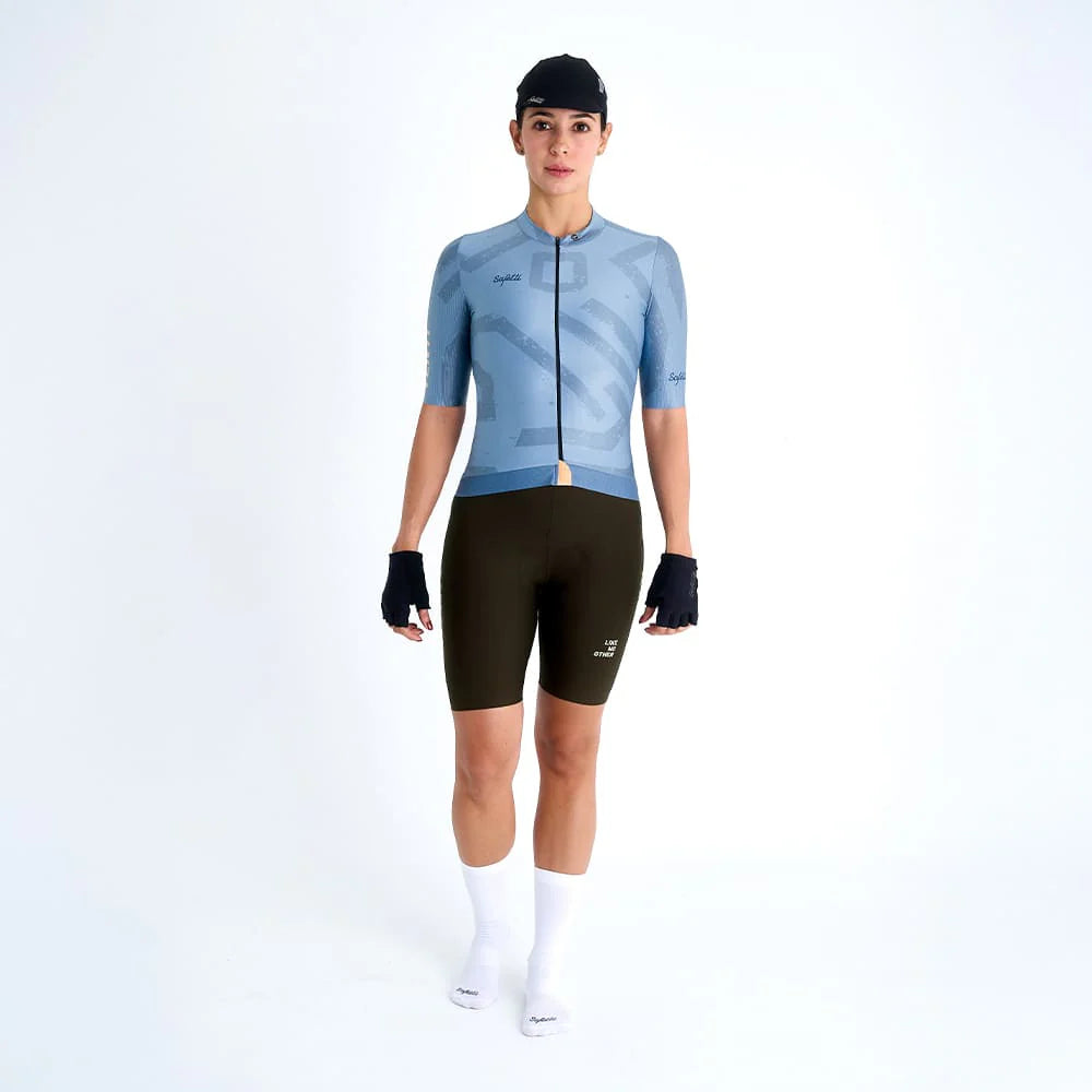 Camisa de ciclismo fem Safetti Engraved Blue