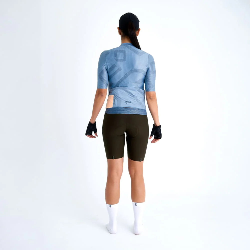 Camisa de ciclismo fem Safetti Engraved Blue
