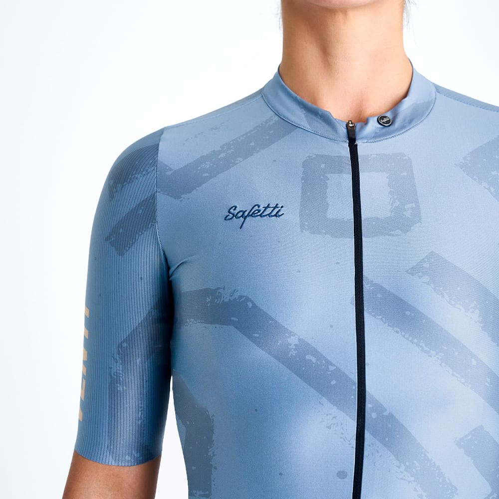 Camisa de ciclismo fem Safetti Engraved Blue