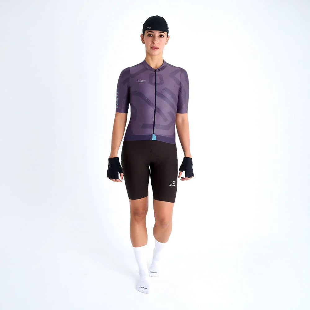 Camisa de ciclismo fem Safetti Engraved Purple