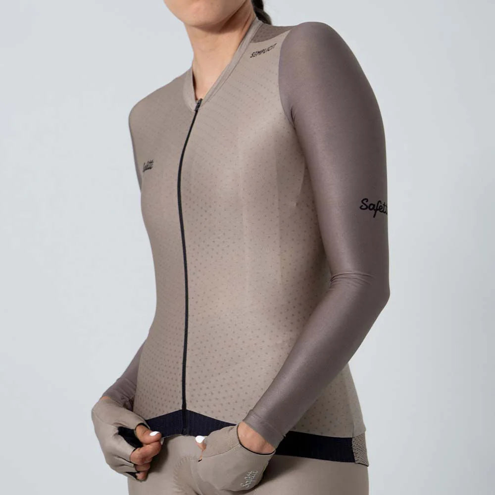Camisa de ciclismo ML fem Safetti Semplicitá Avelã